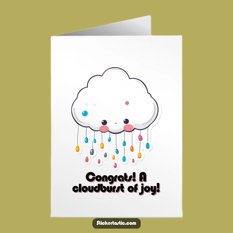 Free Printable Cloud Congrats Card: Funny Sticker Rain Downloadable