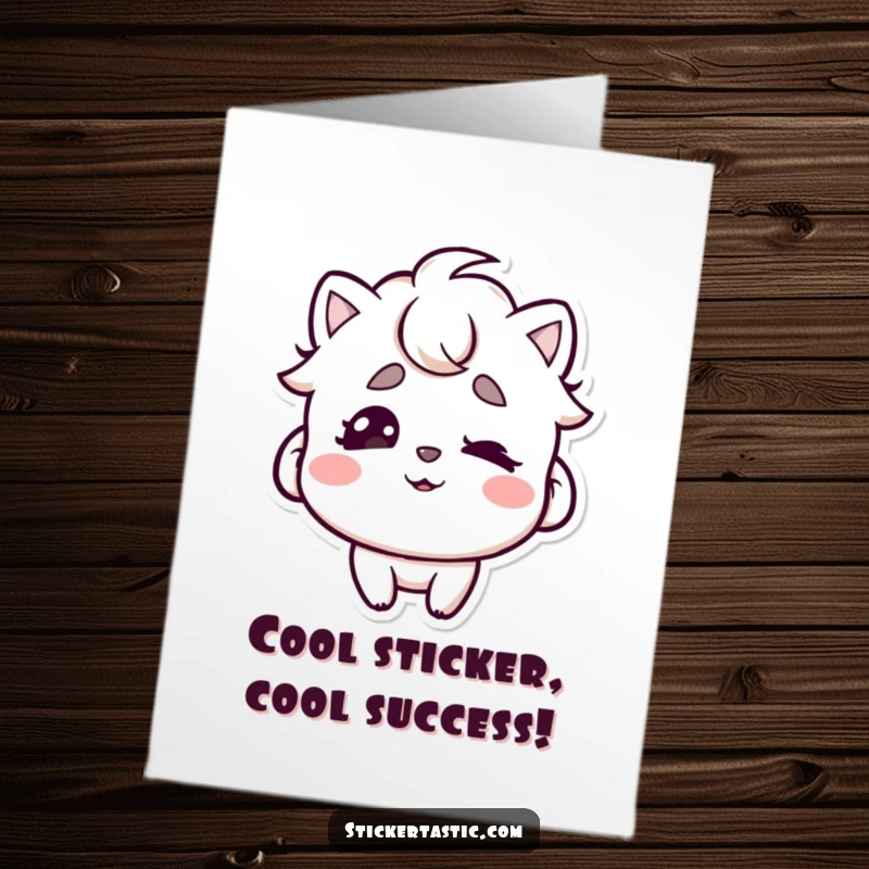 Free printable congratulations card: playful character wiggles eyebrows under a cool sticker, a witty and funny gift.