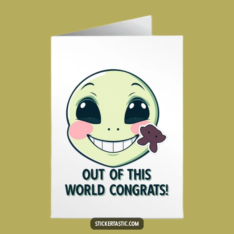 Free Printable Alien Congrats Card: Funny Grinning Sticker Downloadable