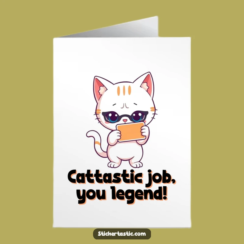 Free Printable Congrats Card: Cool Cat Sticker Pose, Stylish Downloadable Gift