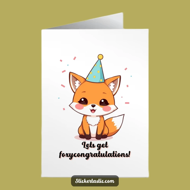 Free Printable Congrats Card: Funny Fox Celebration - Downloadable Gift