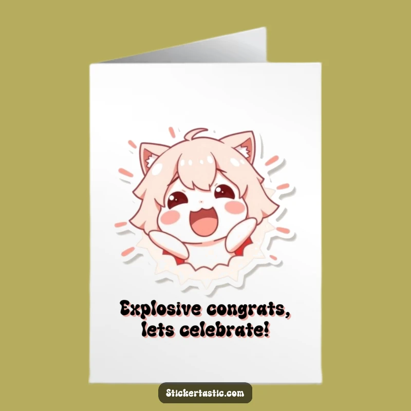Free Printable Congrats Card: Sticker Burst, Excited Character, Downloadable Celebration