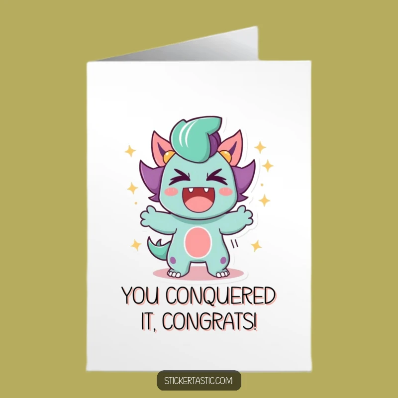 Free Printable Congrats Card: Triumphant Roar, Sparkle Shower, Funny Downloadable Gift