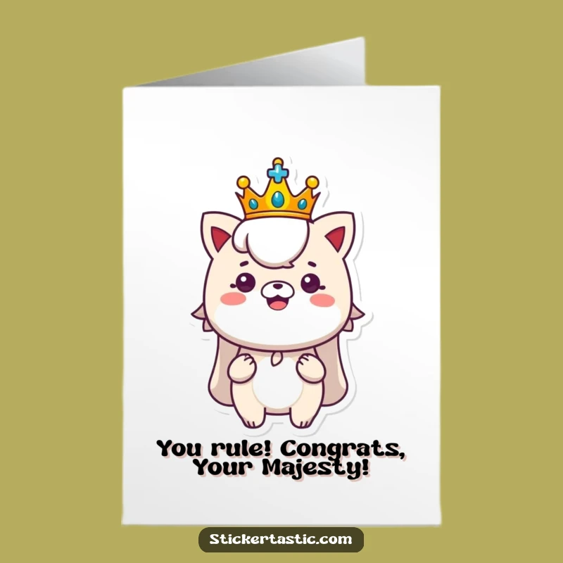 Free Printable Crown Congrats Card: Royal Sticker Downloadable Gift