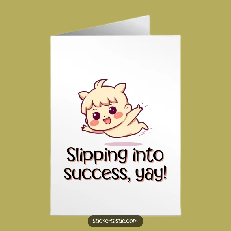 Free Printable Sliding Congrats Card: Funny Determined Character Downloadable Greeting