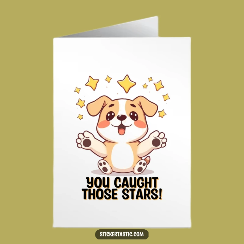 Free Printable Star Dog Congrats Card - Amazed Pup Downloadable Greeting for Success