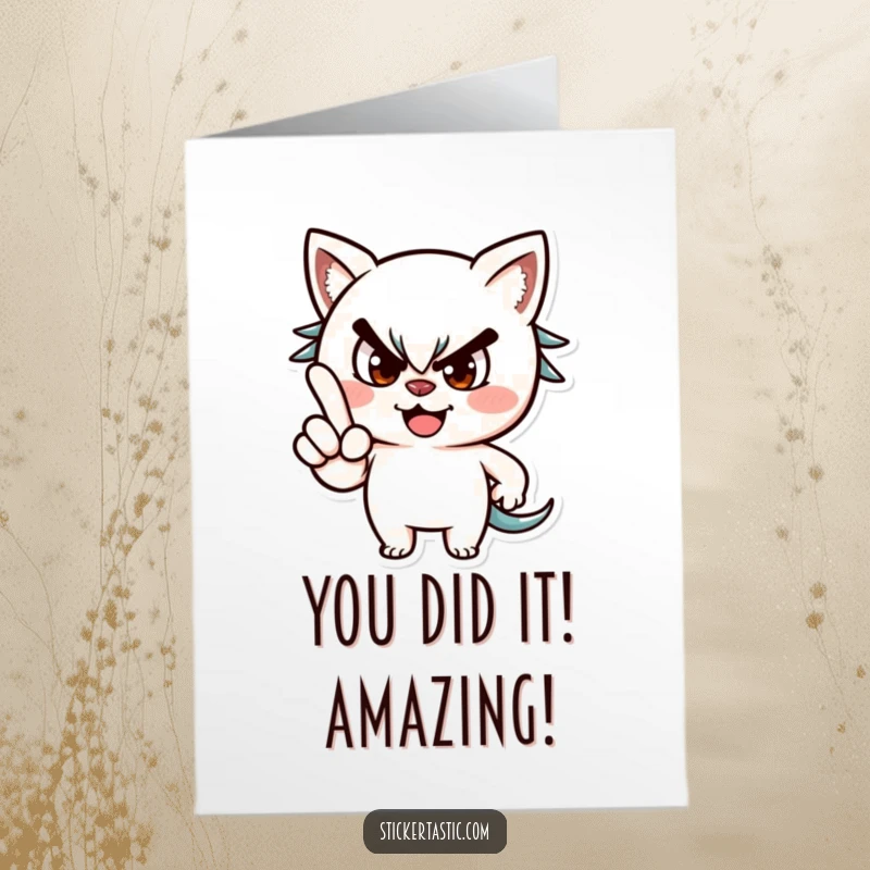 Funny Free Printable Congratulations Card: A sly character winks and points a finger, celebrating your awesome accomplishment.