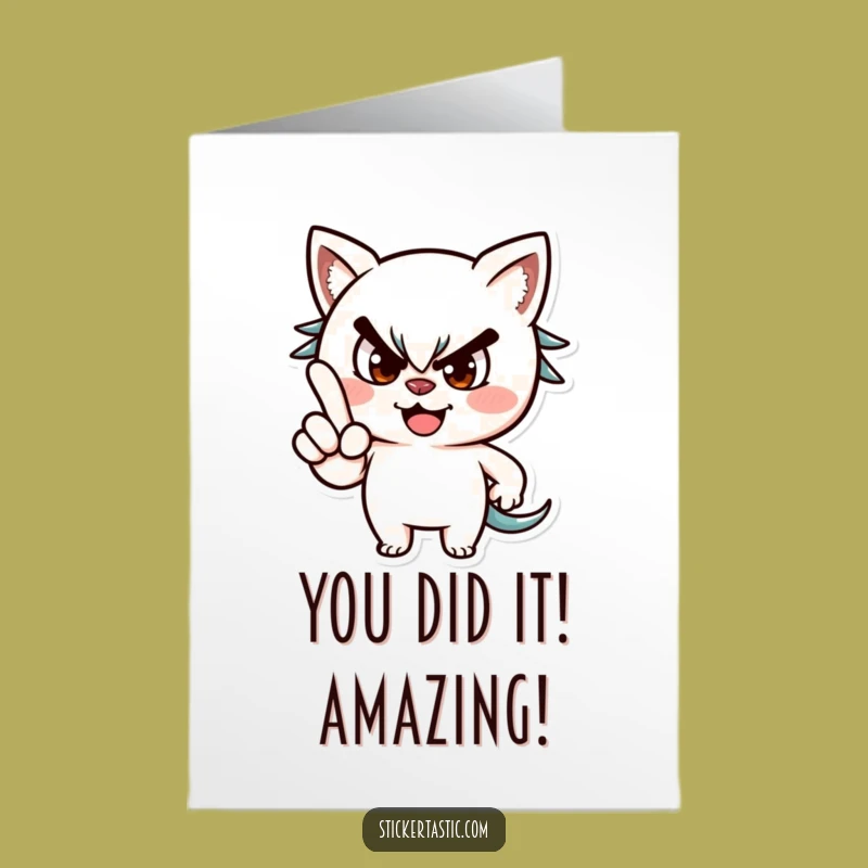 Free Printable Wink Congratulations Card: Funny Mischievous Character Pointing Downloadable Greeting