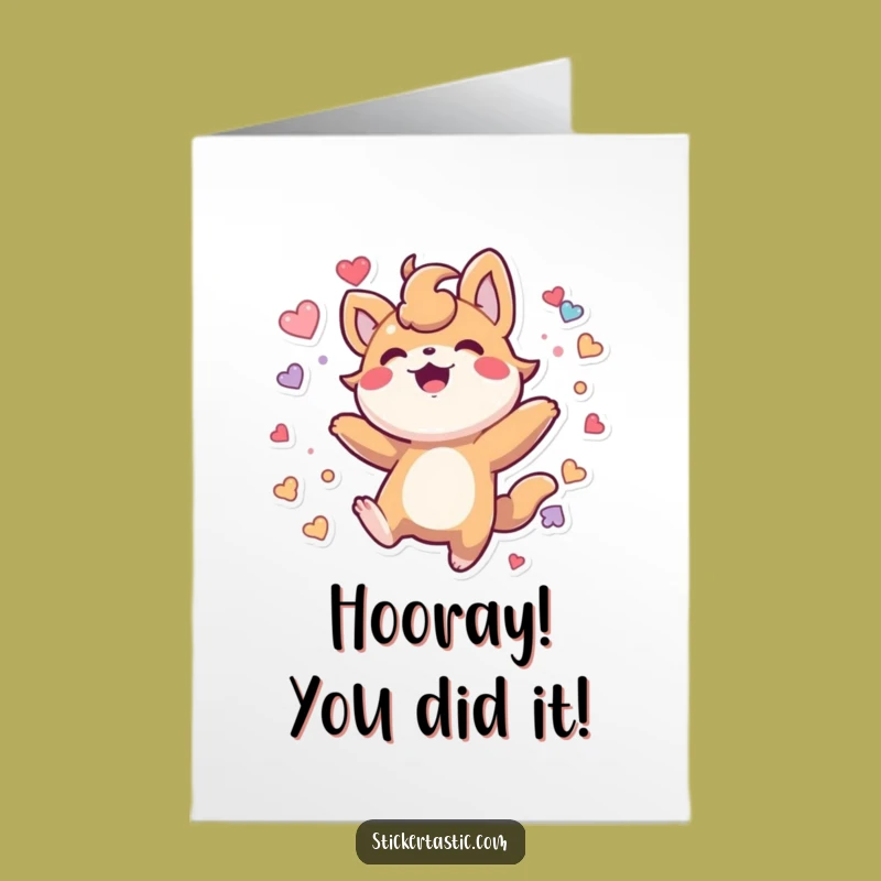 Funny Free Printable Congrats Card: Bouncing Sticker Creature - Humorous Downloadable Greeting