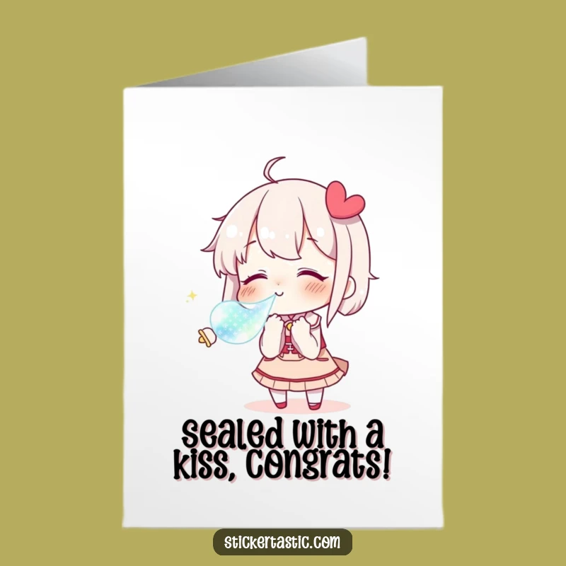Free Printable Congrats Card: Kiss Sticker Celebration Downloadable Gift
