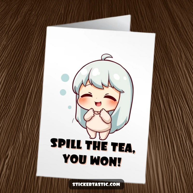 Funny Free Printable Congratulations Card: A cartoon character laughing while playfully poking a speech bubble.