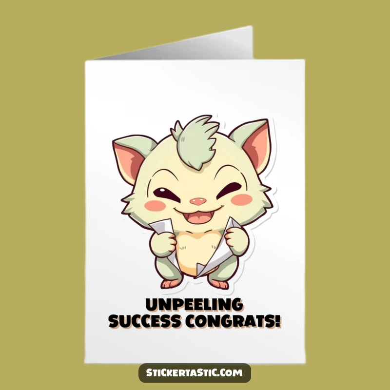 Free Printable Mischievous Creature Sticker Prank Congrats Card - Humorous Downloadable