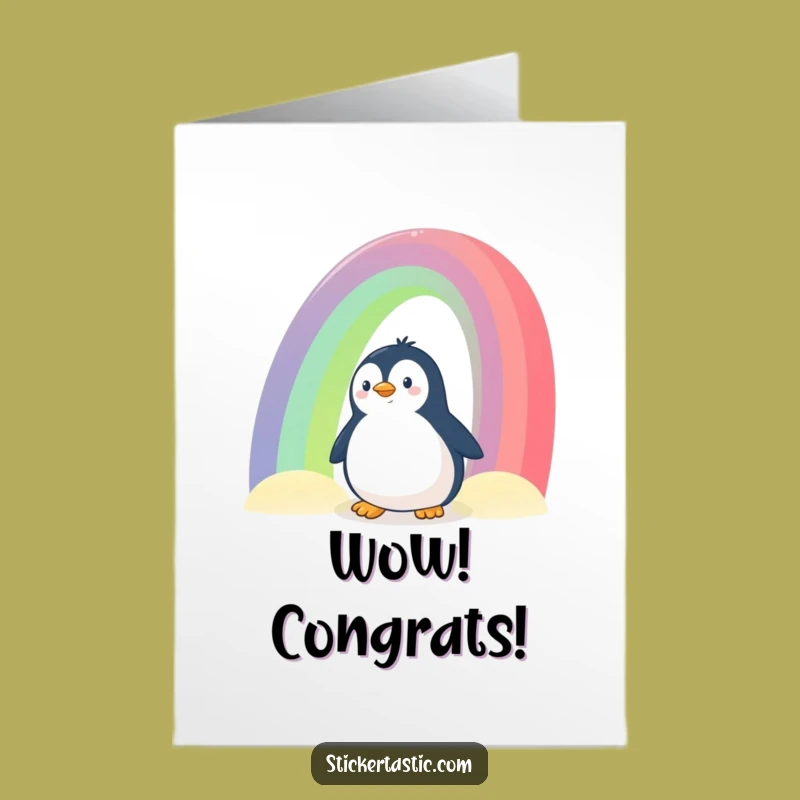 Free Printable Congrats Penguin Card: Rainbow Peek Downloadable Funny Gift