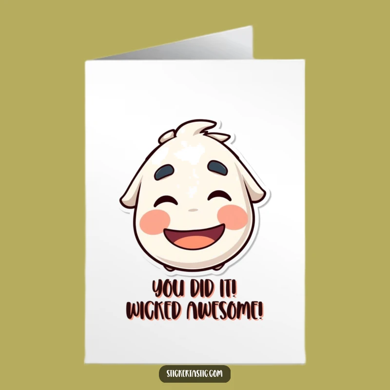 Free Printable Congrats Card: Witty Sticker Character Eyebrow Wiggle, Downloadable Celebration