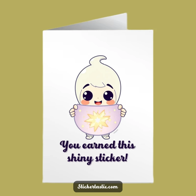 Free Printable Congrats Card: Grinning Character Gifts Giant Sparkling Sticker