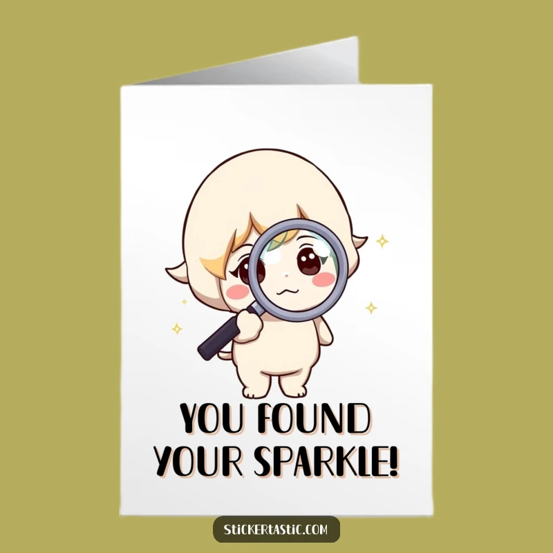 Free Printable Congratulations Card: Curious Character Sparkle Funny Discovery Downloadable Gift
