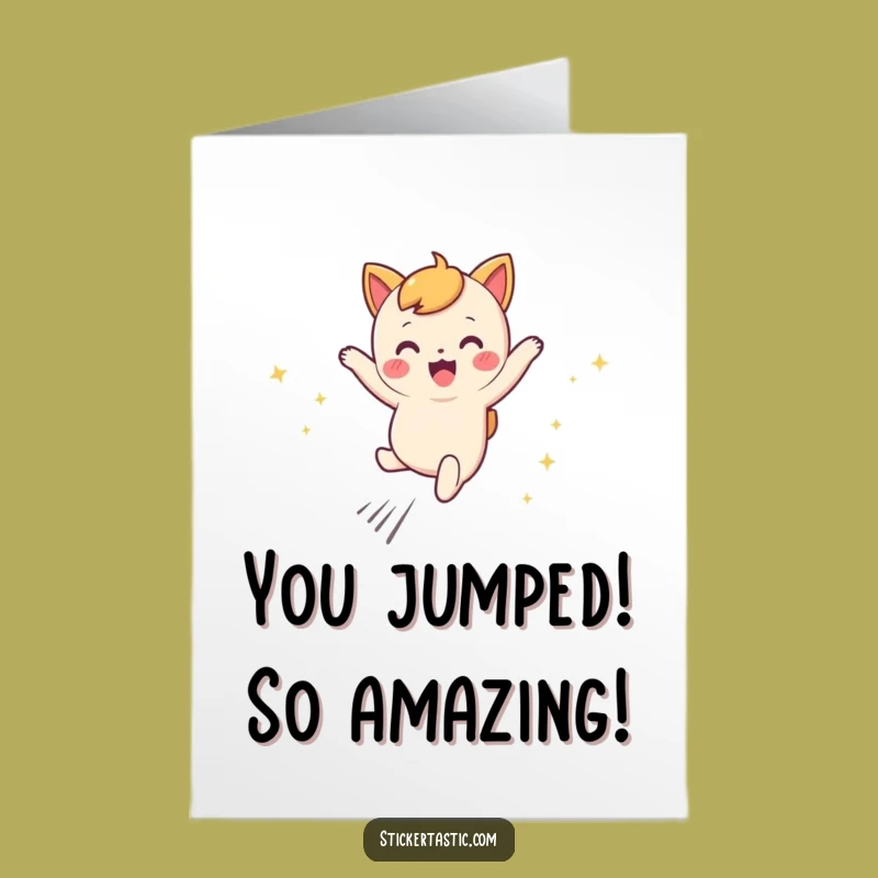 Free Printable Congrats Card: Sparkly Leap, Humorous Downloadable for Big Wins