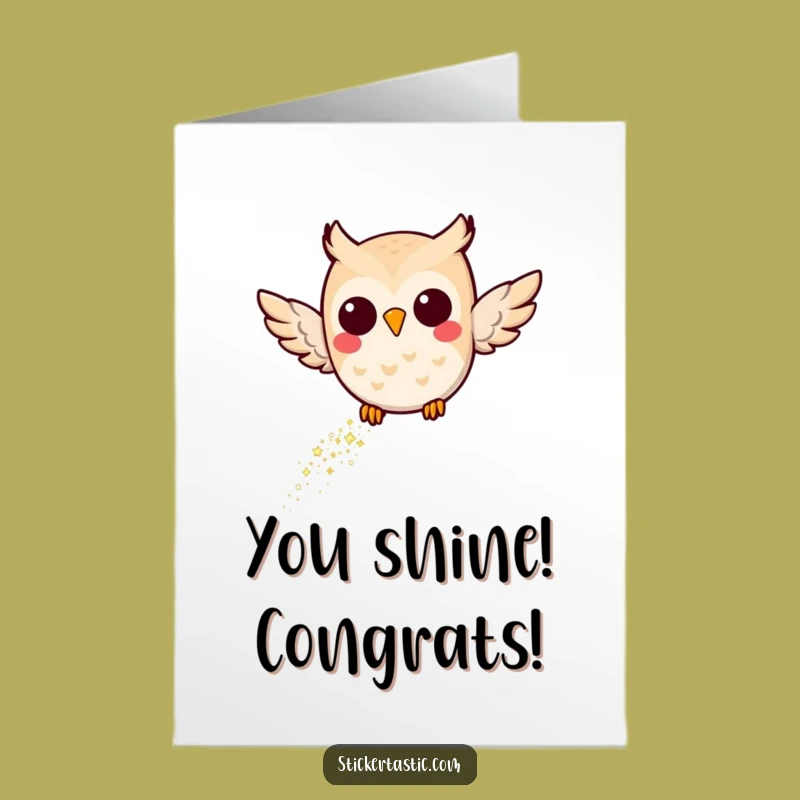 Free Printable Congrats Owl Card: Glitter Trail Downloadable Funny Gift
