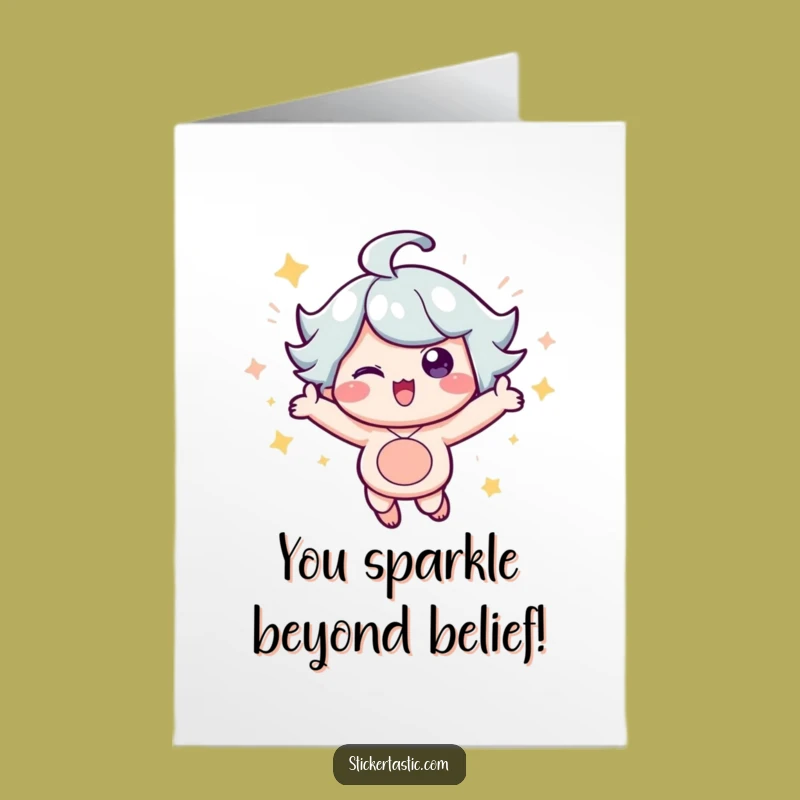 Free Printable Congrats Card: Sparkle Character Bouncing With Joyful Excitement