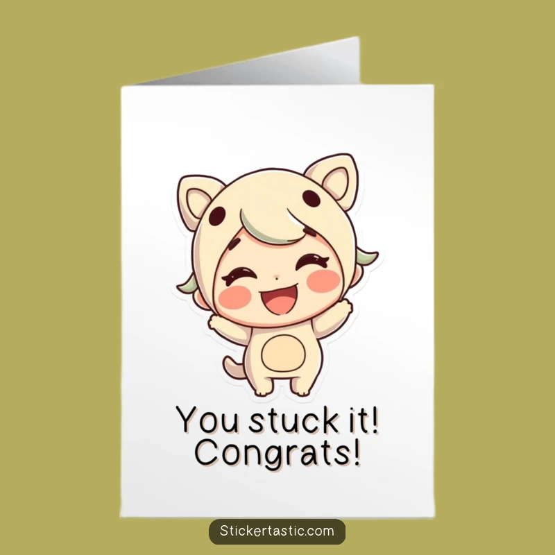 Free Printable Congrats Card: Sticker Character Funny Downloadable Gift