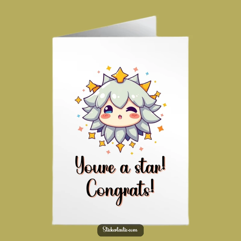 Free Printable Star Burst Congrats Card: Colorful Character Celebration Downloadable Greeting