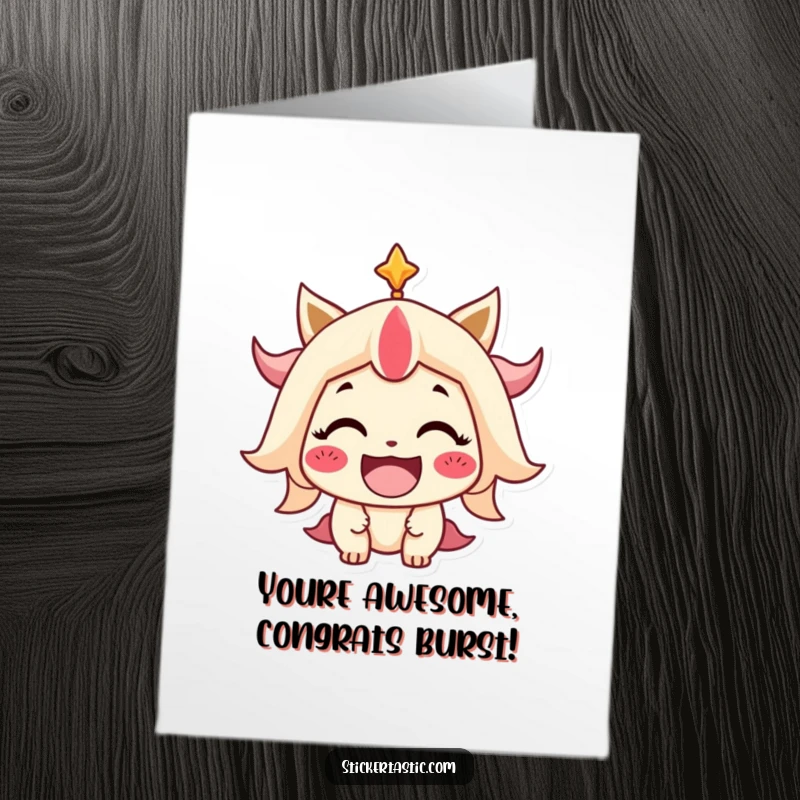 Funny Free Printable Congratulations Card: A stylized character beaming with an infectious smile, perfect for celebrating achievements.