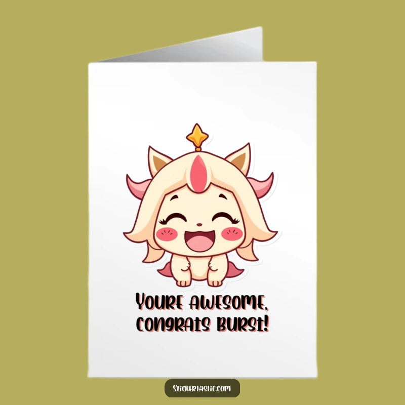 Free Printable Congrats Card: Amusing Smiling Character for Your Biggest Celebrations!