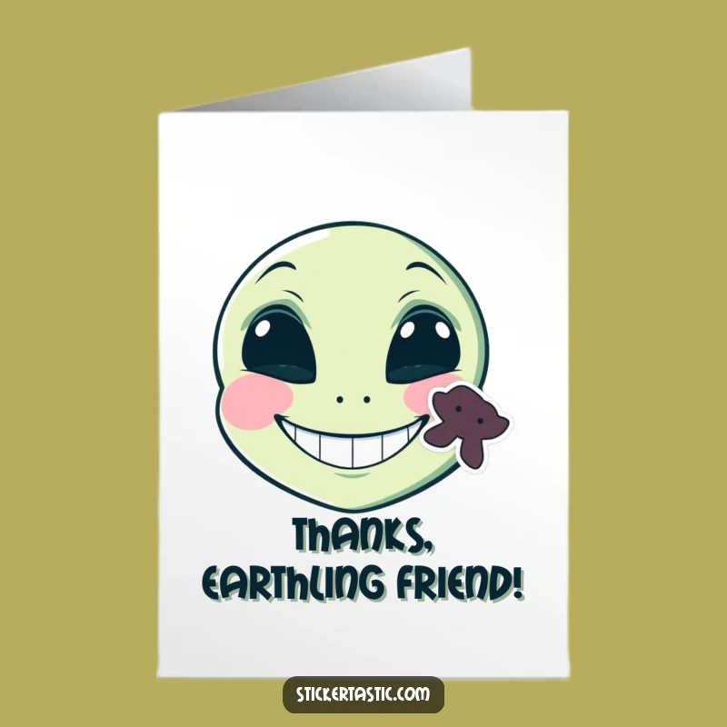 Free Printable Alien Thank You Card: Funny Grinning Sticker DIY