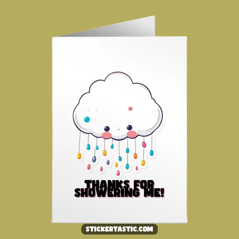 Free Printable Cloud Thank You Card: Funny Sticker Rain DIY