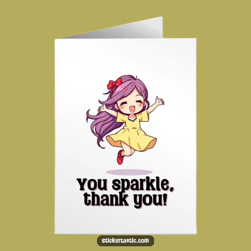 Free Printable Thank You Card: Dancing Character, Color Streak, Funny Downloadable Gift