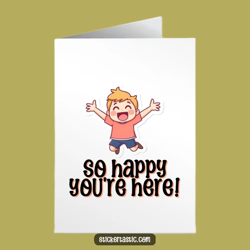 Free Printable Thank You Card: Energetic Character Leaping - Funny Downloadable Gift
