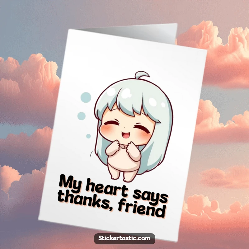 Funny Free Printable Thank You Card: A cartoon character with a mischievous grin poking a speech bubble.