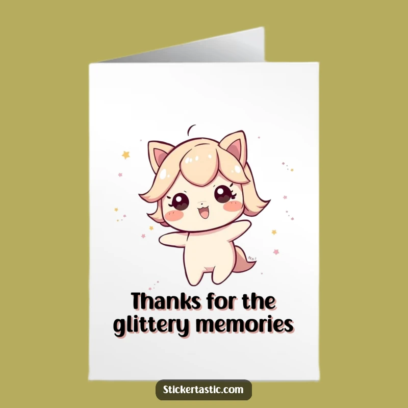 Free Printable Thank You Card: Glitter Trail Character Sends Magical Thanks