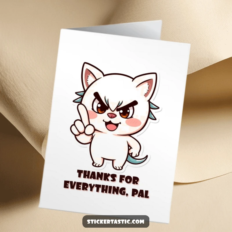 Funny Free Printable Thank You Card: A playful character winks and points a finger, sending a cheeky thank you.