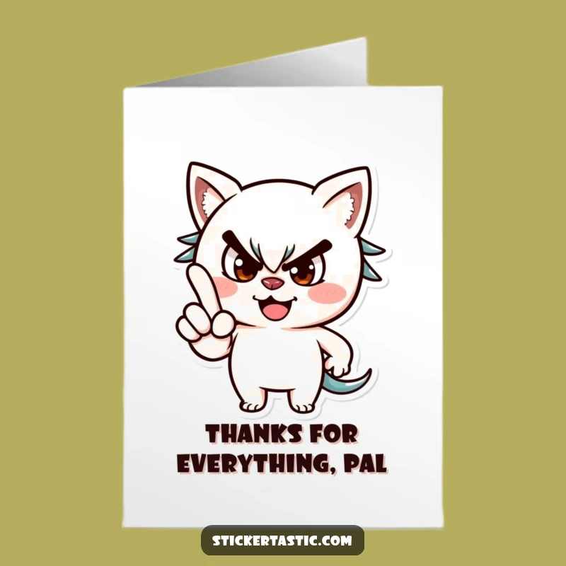 Free Printable Wink Thank You Card: Funny Mischievous Character Pointing Downloadable Greeting