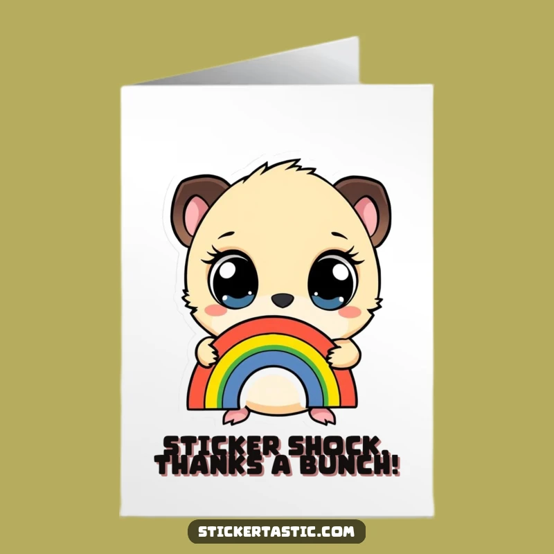 Free Printable Rainbow Sticker Thank You Card: Wide-Eyed Thanks, Brighter Than Ever
