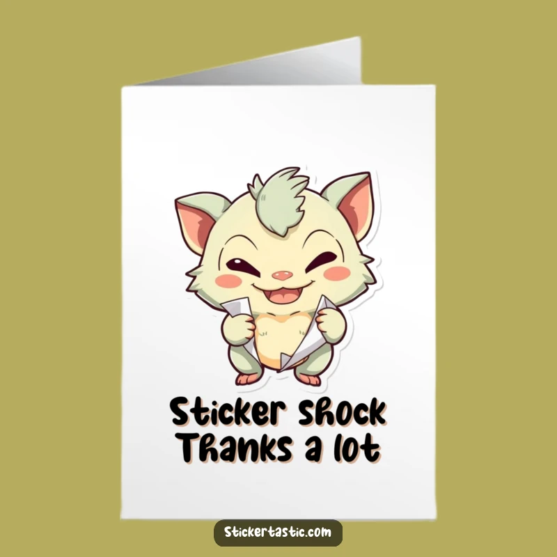 Free Printable Mischievous Creature Sticker Prank Thank You Card - Witty Downloadable
