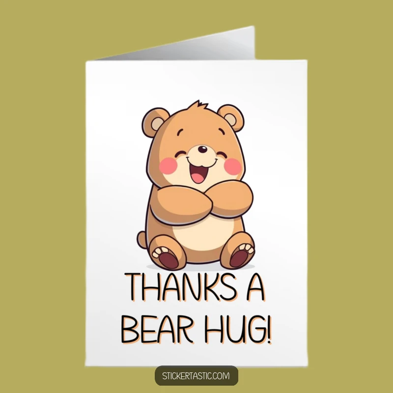 Free Printable Thank You Card: Funny Bear Hug - Express Gratitude Instantly