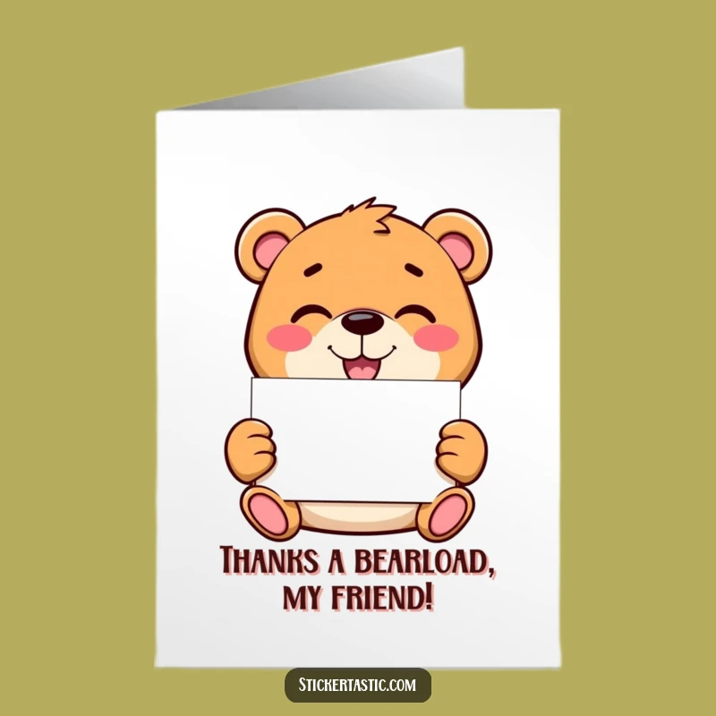 Free Printable Thank You Card: Bear Sticker Gratitude, Funny Appreciation