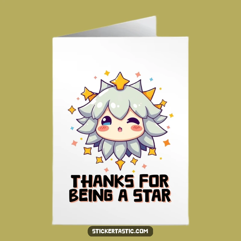 Free Printable Star Burst Thank You Card: Colorful Character Celebration Downloadable Greeting