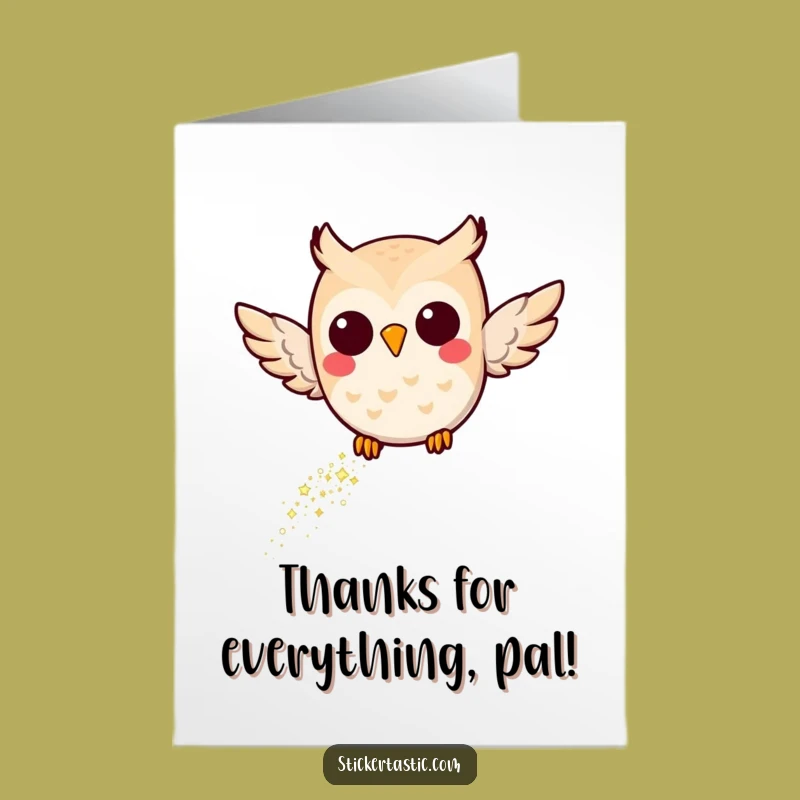 Free Printable Thank You Owl Card: Glitter Trail Downloadable Funny Gift