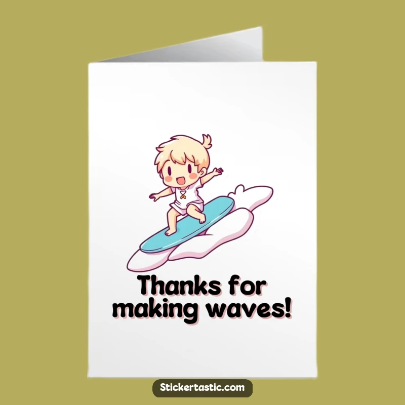 Free Printable Thank You Card: Sticker Surfer Rides for Thanks!