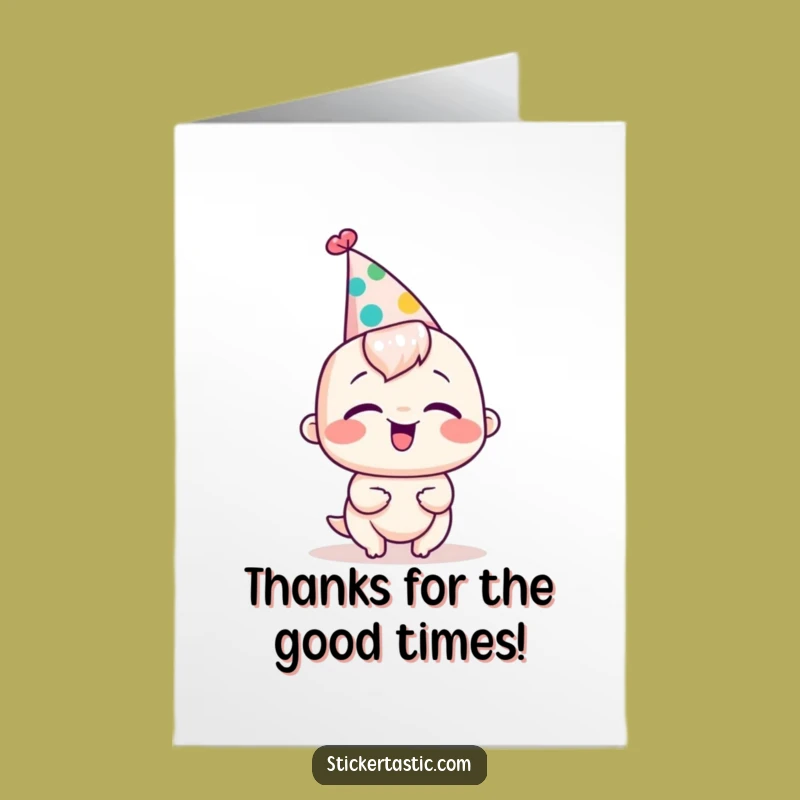 Free Printable Thank You Card: Giggling Character Silly Hat Funny Downloadable Gift