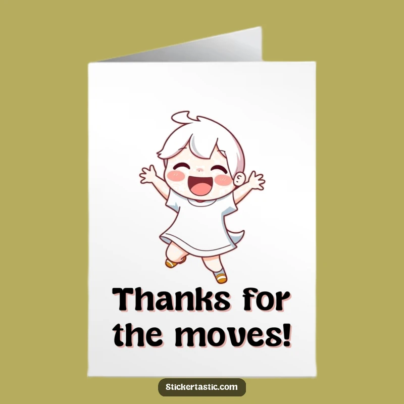 Free Printable Thank You Card: Joyful Dancer Energetic Move Funny Downloadable Gift