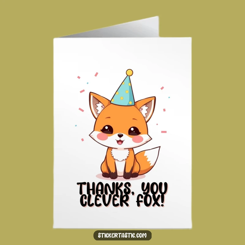 Free Printable Thank You Card: Funny Fox Party - Cheerful Gratitude Gift