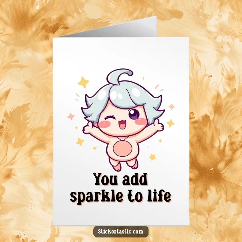 Funny Free Printable Thank You Card: A cheerful character bouncing with excitement, sparkling with gratitude for your kindness.