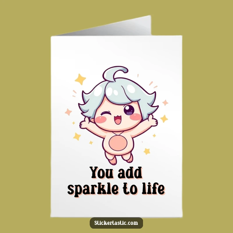 Free Printable Thank You Card: Bouncing Sparkle Character Expressing Gratitude