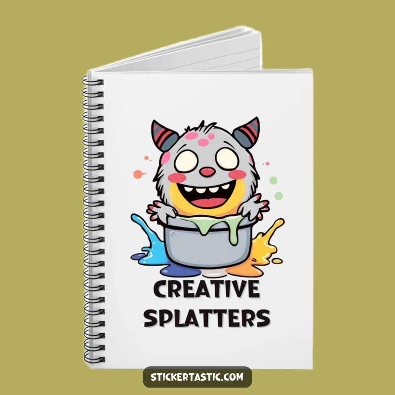 Funny Giggling Monster Notebook - Artistic Paint Splash Journal Gift