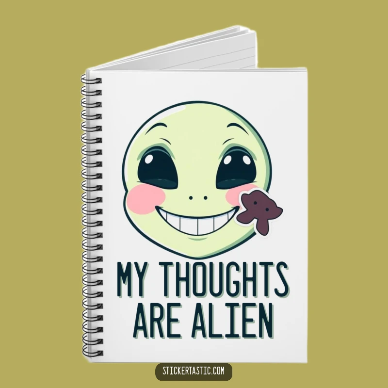 Funny Alien Sticker Notebook: Grinning Face Journal - Hilarious Space Notes!
