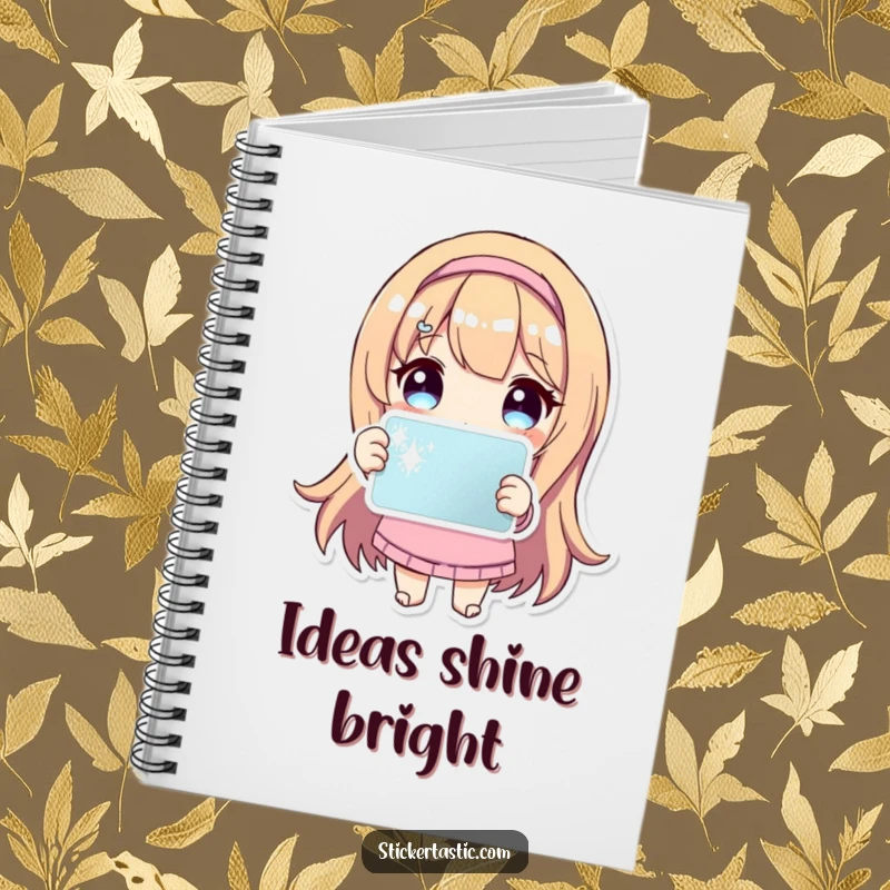 Funny Notebook: Cute character holds a shimmering, sparkling sticker, perfect for journaling and creative writing.